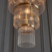 Endon 112793 Marietta Grand 21lt Tiered Pendant Antique brass plate & clear glass 21 x 6W LED E14 (Required) - westbasedirect.com