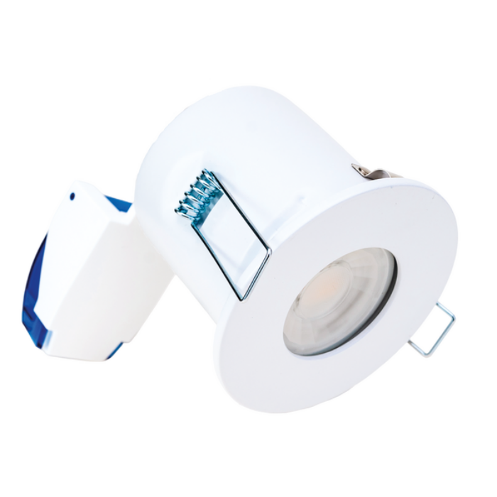 Aurora AU-DLM981CSW EFD Pro Fixed/IP Rated Fire Rated Downlight with White Bezel & GU10 ClearVu CCT Lamp
