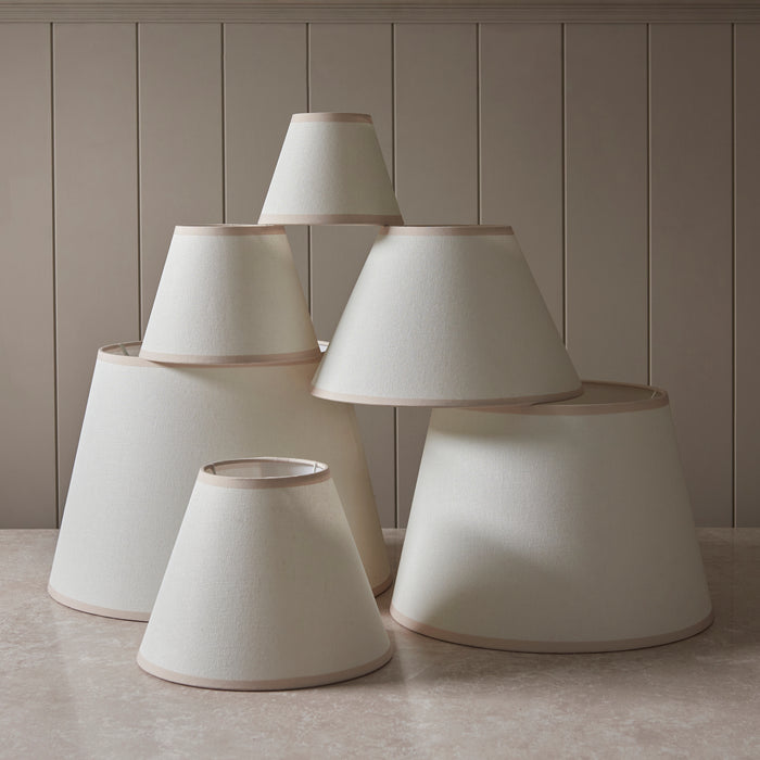 Endon 113177 Ivy 30cm Tapered Shade Vintage white & almond white fabric 10W LED E27 or B22 (Required) - westbasedirect.com