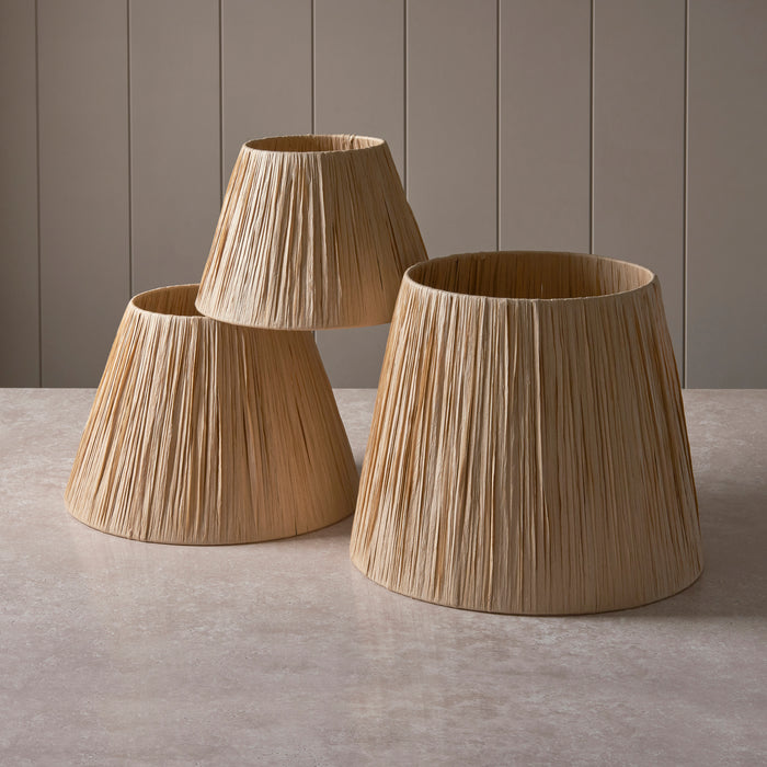 Endon 113456 Raffia 24cm Tapered Shade Natural raffia & matt black 10W LED E27 (Required) - westbasedirect.com