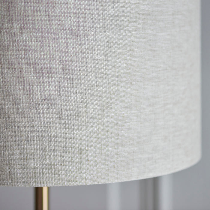 Endon 113461 Highclere Single Floor Vintage brass & natural linen 10W LED E27 (Required) - westbasedirect.com