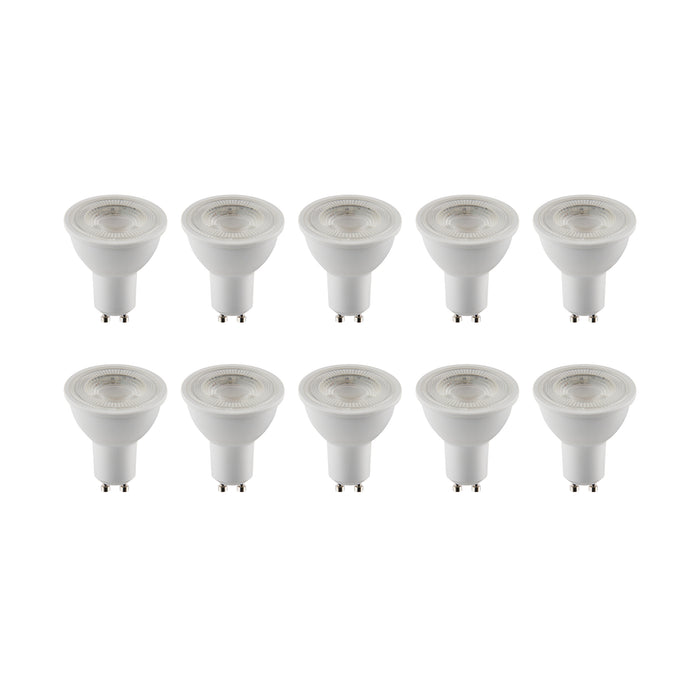 Saxby 113567 GU10 LED 5W 10PACK 3000K/450LM 5W Matt white plastic & clear prismatic pc 10 x 5W LED GU10 Warm White