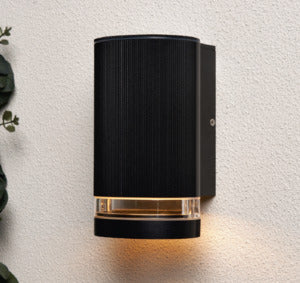 Forum Zink ZN-35593-BLK Helix GU10 IP44 Aluminium Down Wall Light Black 35W Max. - westbasedirect.com