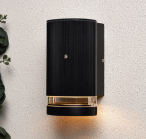 Forum Zink ZN-35686-BLK Helix GU10 IP44 Aluminium Down Wall Light with Photocell Black 35W Max. - westbasedirect.com
