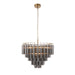 Endon 114197 Toulouse 12lt Pendant Satin brass plate & smokey grey lustre glass 12 x 3W LED G9 (Required) - westbasedirect.com