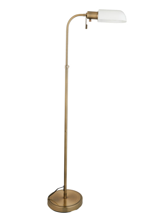 Endon 114204 Pharmacy Reader Floor Antique brass plate & opal glass 10W LED E27 (Required) - westbasedirect.com