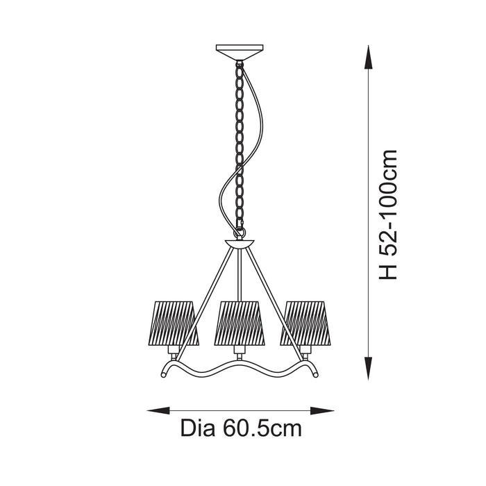 Endon 114212 Wriggle 3lt Pendant Matt black & natural raffia 3 x 6W LED E14 (Required) - westbasedirect.com