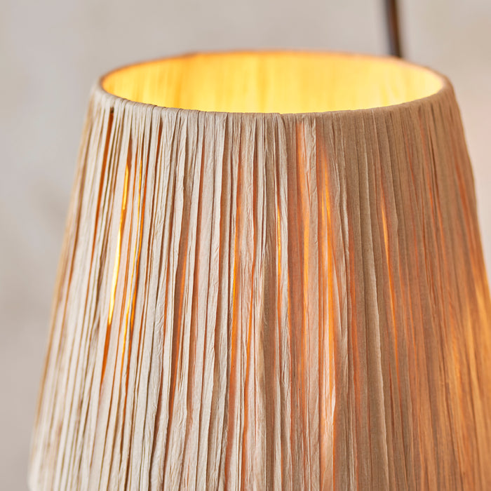 Endon 114221 Wriggle 3lt Floor Matt black & natural raffia 3 x 7W LED E14 (Required) - westbasedirect.com