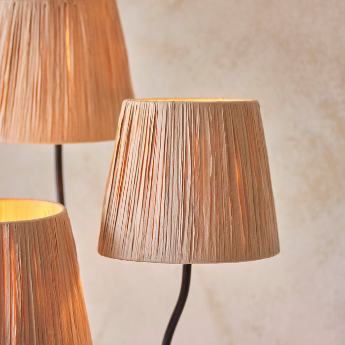 Endon 114221 Wriggle 3lt Floor Matt black & natural raffia 3 x 7W LED E14 (Required) - westbasedirect.com