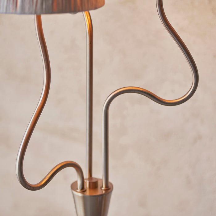 Endon 114222 Wriggle 3lt Floor Brushed aged brass plate & natural raffia 3 x 7W LED E14 (Required) - westbasedirect.com