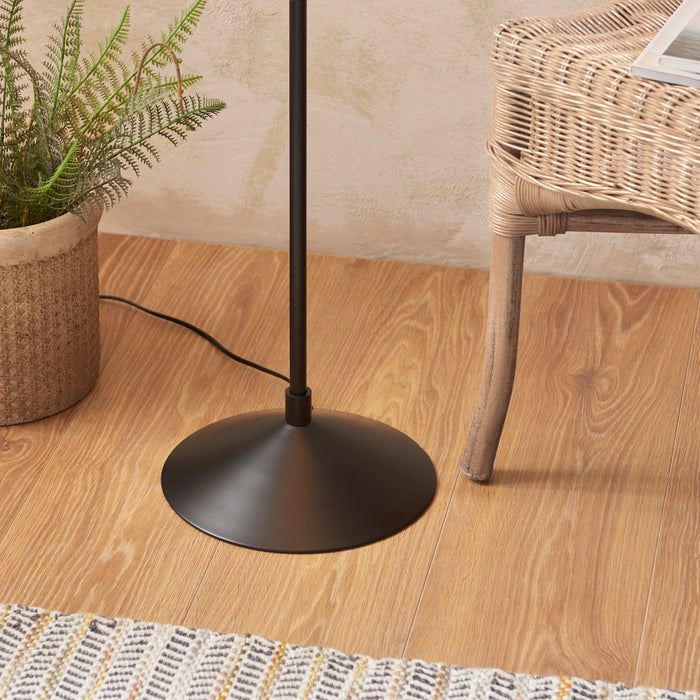 Endon 114223 Wriggle Floor Matt black & natural raffia 40W E27 GLS (Required) - westbasedirect.com