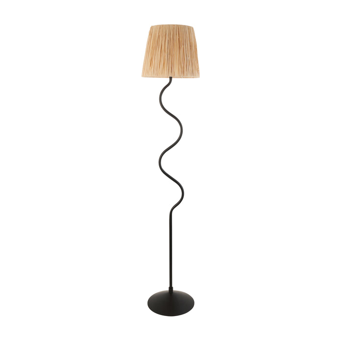 Endon 114223 Wriggle Floor Matt black & natural raffia 40W E27 GLS (Required) - westbasedirect.com