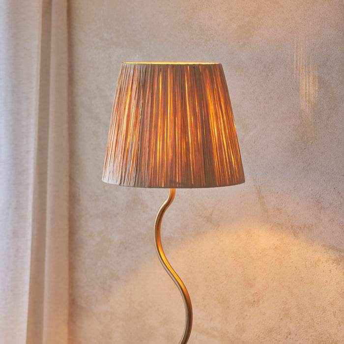 Endon 114224 Wriggle Floor Brushed aged brass plate & natural raffia 10W LED E27 (Required) - westbasedirect.com