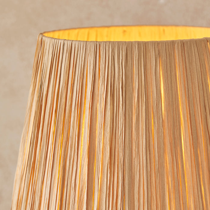 Endon 114224 Wriggle Floor Brushed aged brass plate & natural raffia 10W LED E27 (Required) - westbasedirect.com