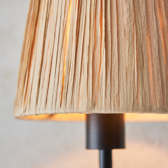 Endon 114226 Wriggle Wall Matt black & natural raffia 7W LED E14 (Required) - westbasedirect.com
