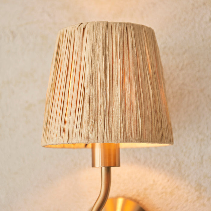 Endon 114227 Wriggle Wall Brushed aged brass plate & natural raffia 7W LED E14 (Required) - westbasedirect.com