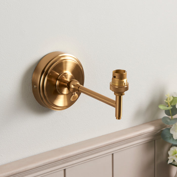 Endon 115073 Step Fold Wall Fitting Brushed aged brass plate 7W LED B22 (Required) - westbasedirect.com