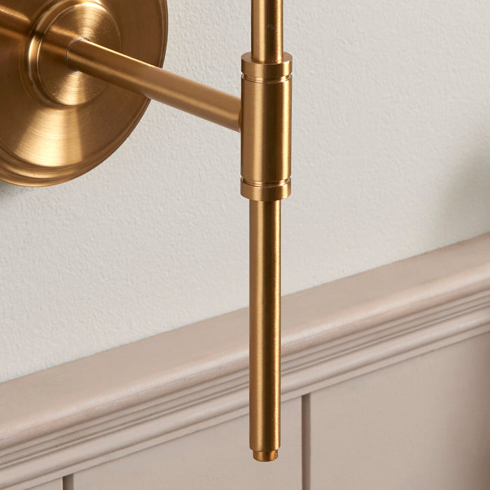 Endon 115074 Step T Bar Wall Fitting Brushed aged brass plate 7W LED B22 (Required) - westbasedirect.com