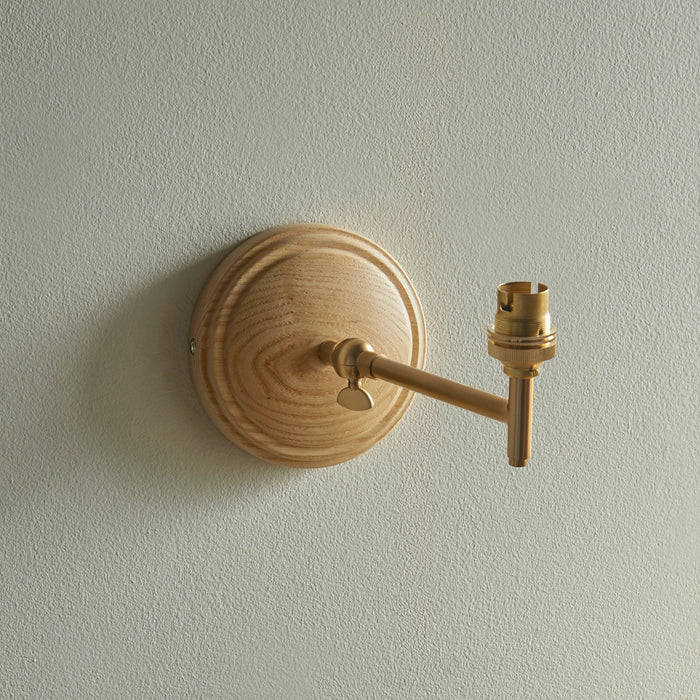 Endon 115077 Wood Fold Wall Fitting Ash wood & brushed aged brass plate 7W LED B22 (Required) - westbasedirect.com