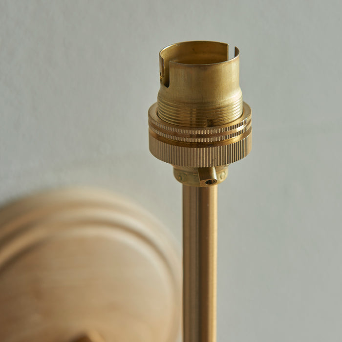 Endon 115078 Wood T Bar Wall Fitting Ash wood & brushed aged brass plate 7W LED B22 (Required) - westbasedirect.com