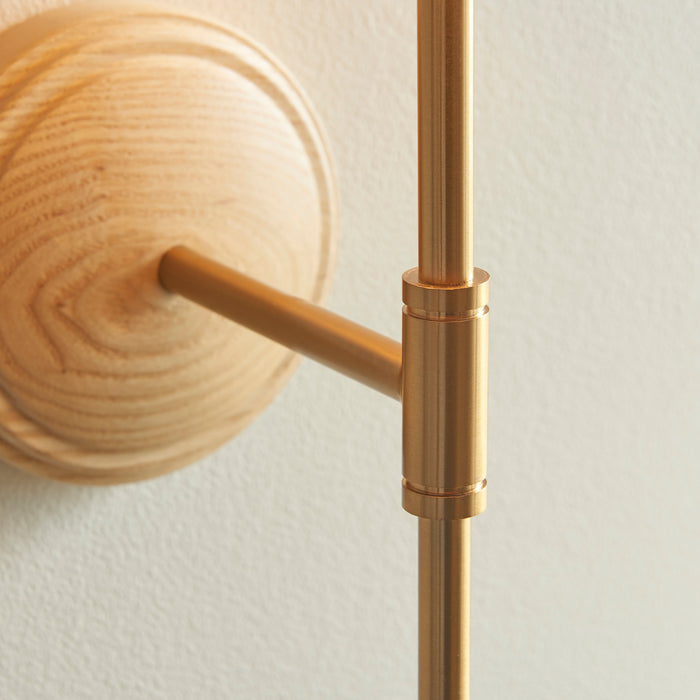 Endon 115078 Wood T Bar Wall Fitting Ash wood & brushed aged brass plate 7W LED B22 (Required) - westbasedirect.com