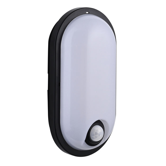 Saxby 118827 Pillo Plus CCT 15W IP65 Oval LED Bulkhead PIR 3000K/4000K/6000K - Black