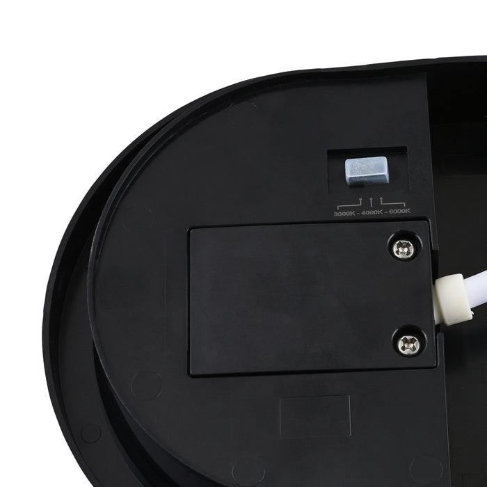 Saxby 118827 Pillo Plus CCT 15W IP65 Oval LED Bulkhead PIR 3000K/4000K/6000K - Black