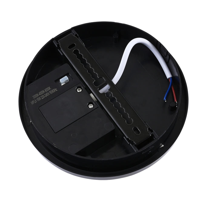 Saxby 118828 Rond Plus CCT 15W IP65 Circular LED Bulkhead 3000K/4000K/6000K - Black