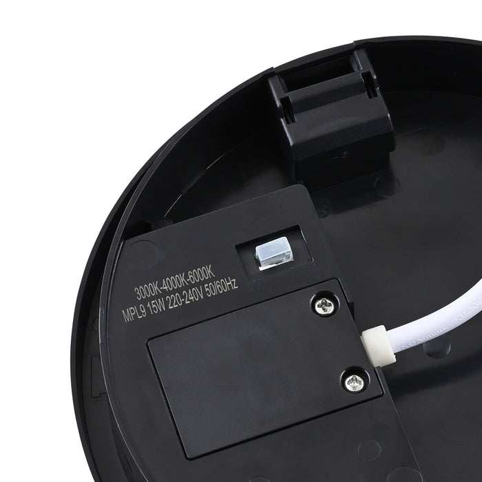 Saxby 118828 Rond Plus CCT 15W IP65 Circular LED Bulkhead 3000K/4000K/6000K - Black