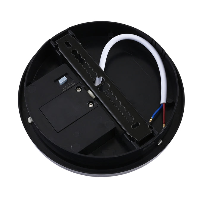 Saxby 118829 Rond Plus CCT 15W IP65 Circular LED Bulkhead PIR 3000K/4000K/6000K - Black