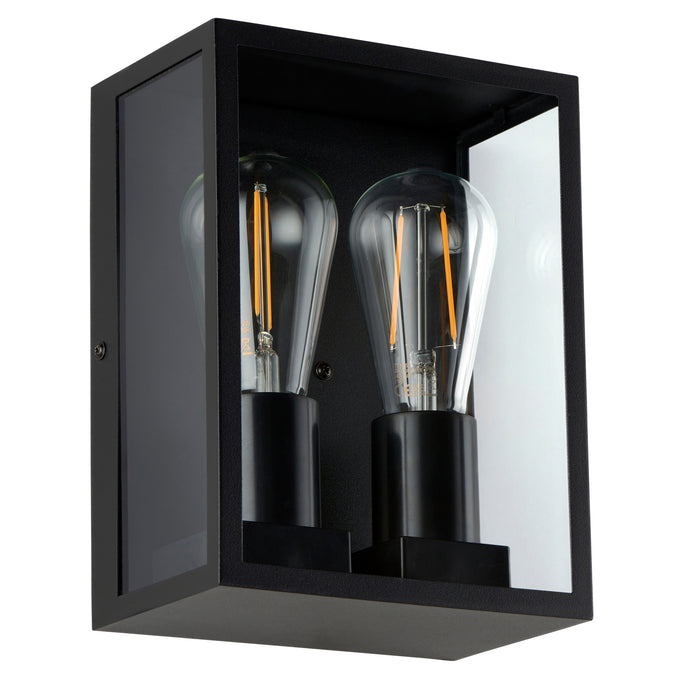 Saxby 118838 Breton 10W IP44 E27 Twin Wall Light Dimmable - Matt Black (Lamp Not Included)