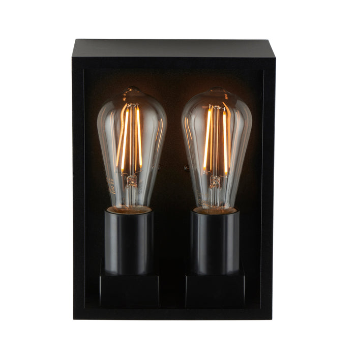 Saxby 118838 Breton 10W IP44 E27 Twin Wall Light Dimmable - Matt Black (Lamp Not Included)
