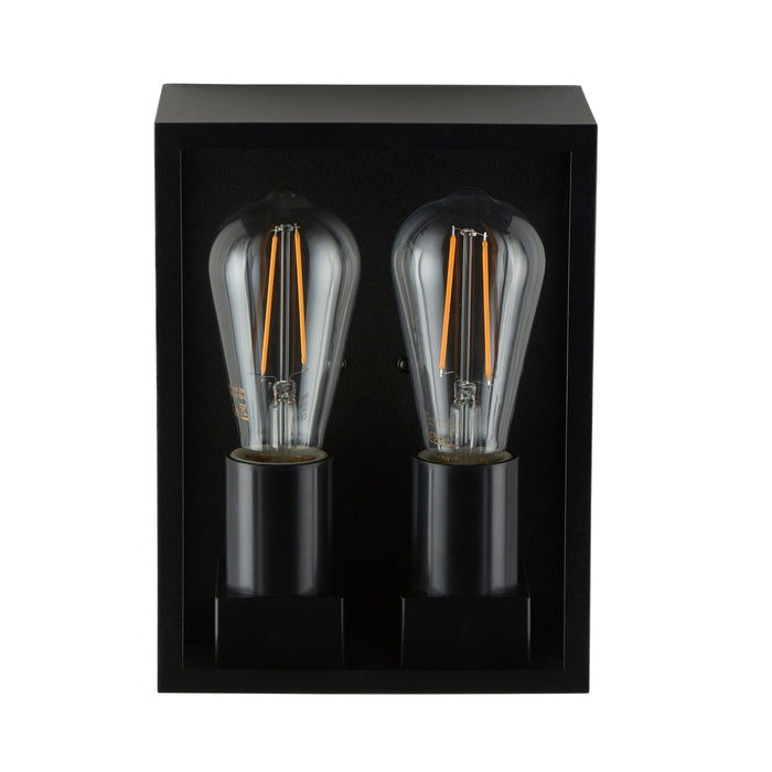 Saxby 118838 Breton 10W IP44 E27 Twin Wall Light Dimmable - Matt Black (Lamp Not Included)