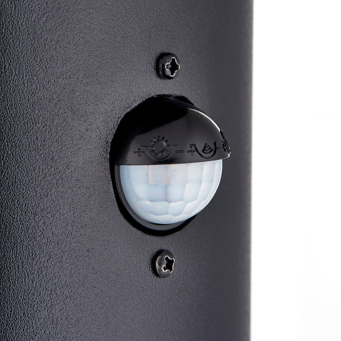 Saxby 119100 Louvre 1000mm 15W E27 IP44 LED Bollard PIR - Matt Black (Lamp Not Included)