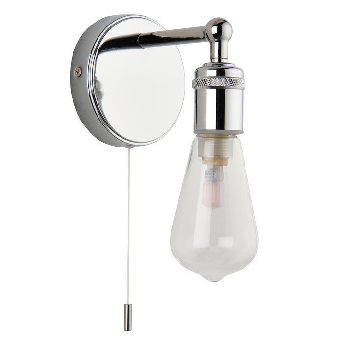 Saxby 120815 Ori IP44 3.5W G9 Single Bathroom Wall Light with Pull Cord - Chrome (Lamp Not Included)