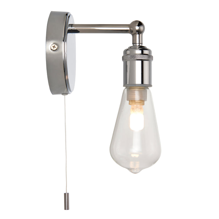 Saxby 120815 Ori IP44 3.5W G9 Single Bathroom Wall Light with Pull Cord - Chrome (Lamp Not Included)