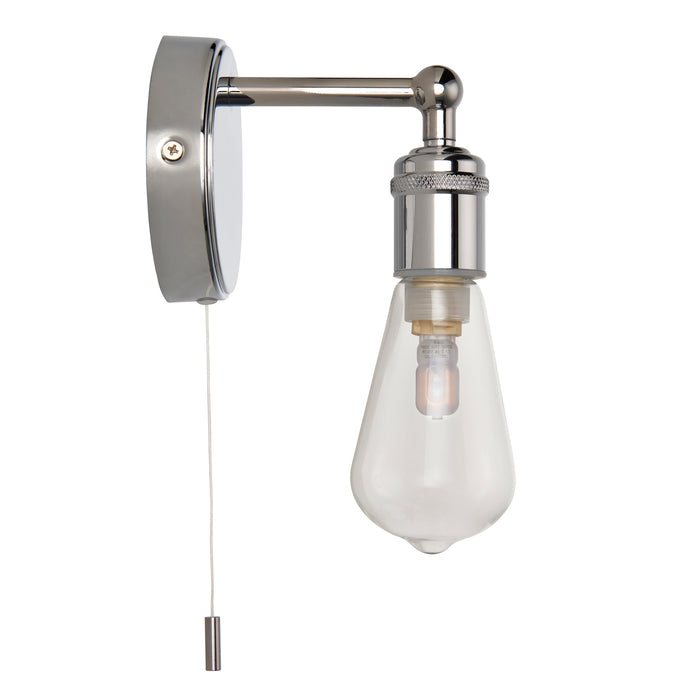 Saxby 120815 Ori IP44 3.5W G9 Single Bathroom Wall Light with Pull Cord - Chrome (Lamp Not Included)