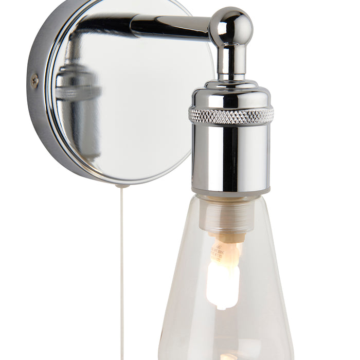 Saxby 120815 Ori IP44 3.5W G9 Single Bathroom Wall Light with Pull Cord - Chrome (Lamp Not Included)