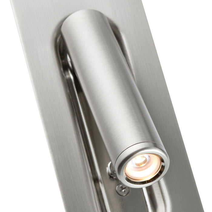 Saxby 120963 Lumos 3W IP20 Adjustable LED Wall Light with USB A+C 3000K - Stainless Steel