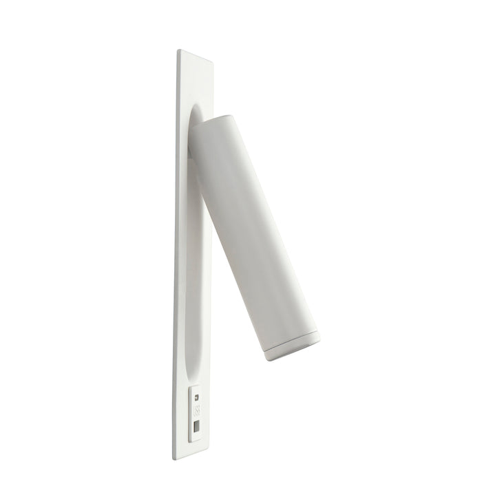 Saxby 120964 Lumos 3W IP20 Adjustable LED Wall Light with USB A+C 3000K - Matt White