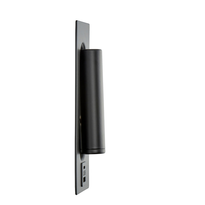 Saxby 120965 Lumos 3W IP20 Adjustable LED Wall Light with USB A+C 3000K - Matt Black