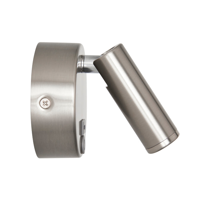 Saxby 120966 Lumos Mini 3W IP20 Adjustable LED Wall Light with USB C 3000K - Stainless Steel