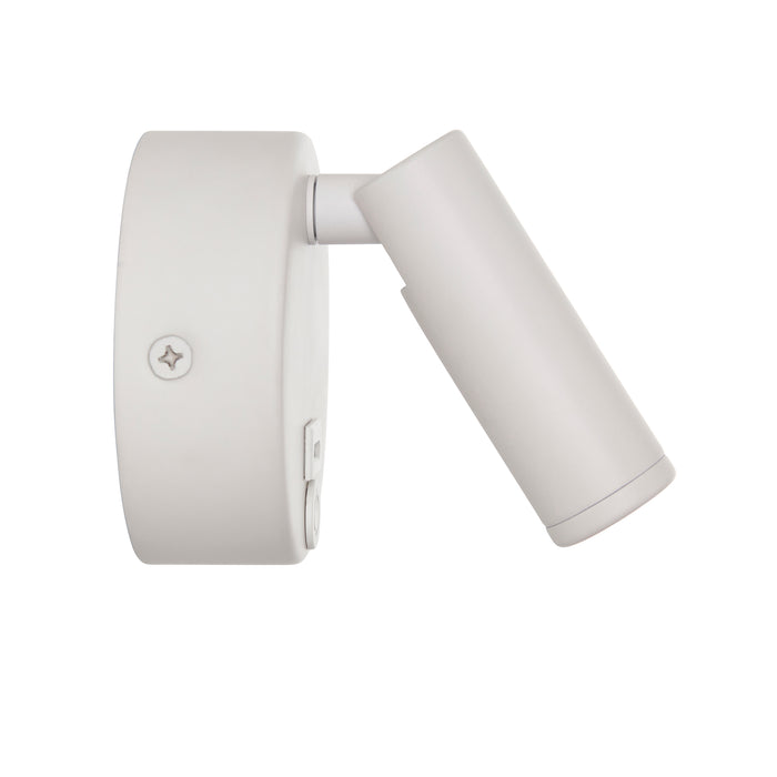 Saxby 120967 Lumos Mini 3W IP20 Adjustable LED Wall Light with USB C 3000K - Matt White