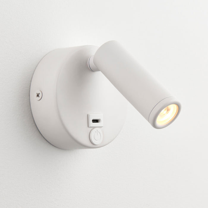 Saxby 120967 Lumos Mini 3W IP20 Adjustable LED Wall Light with USB C 3000K - Matt White