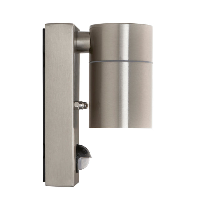 Saxby 121027 Scope GU10 IP65 Fixed Single Wall Light with PIR & Photocell - Stainless Steel (Lamp Not Included)