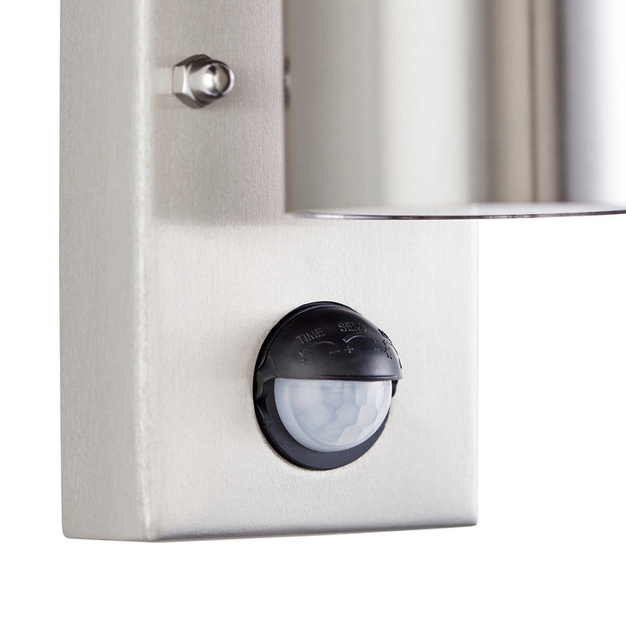 Saxby 121027 Scope GU10 IP65 Fixed Single Wall Light with PIR & Photocell - Stainless Steel (Lamp Not Included)