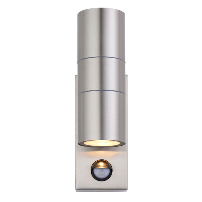 Saxby 121029 Scope GU10 IP65 Fixed Up/Down Wall Light with PIR & Photocell - Stainless Steel (Lamp Not Included)