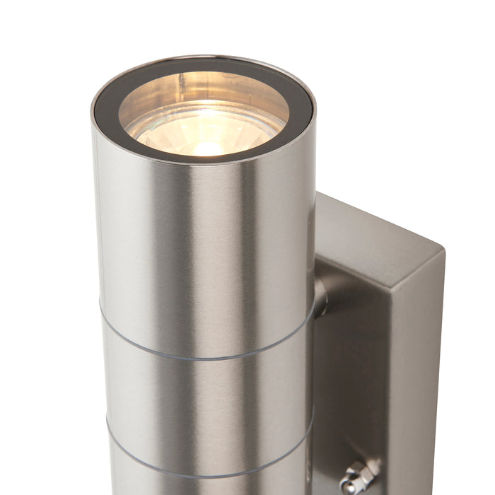 Saxby 121029 Scope GU10 IP65 Fixed Up/Down Wall Light with PIR & Photocell - Stainless Steel (Lamp Not Included)
