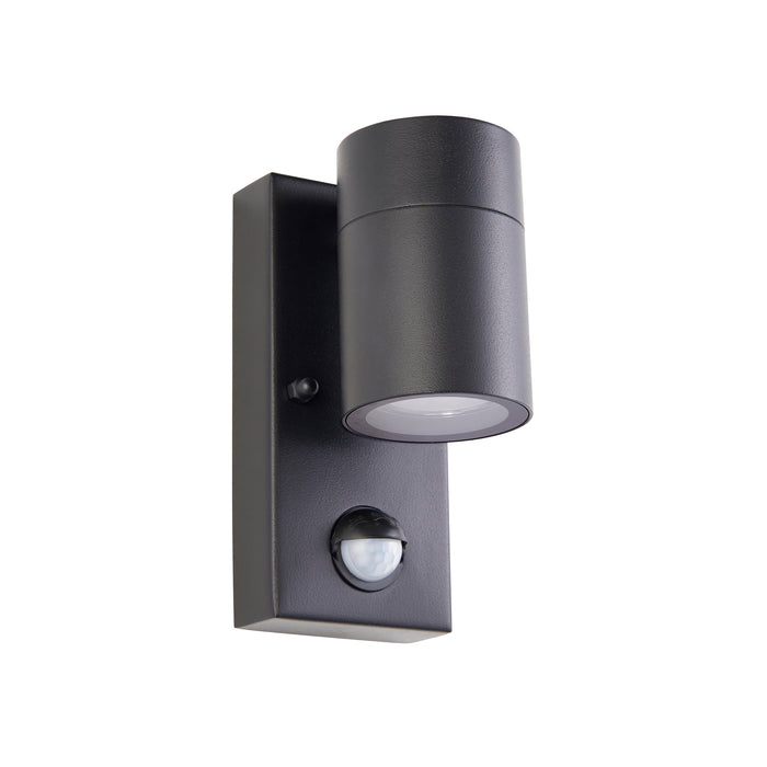 Saxby 121027 Scope GU10 IP65 Aluminium Fixed Single Wall Light with PIR & Photocell - Matt Black (Lamp Not Included)