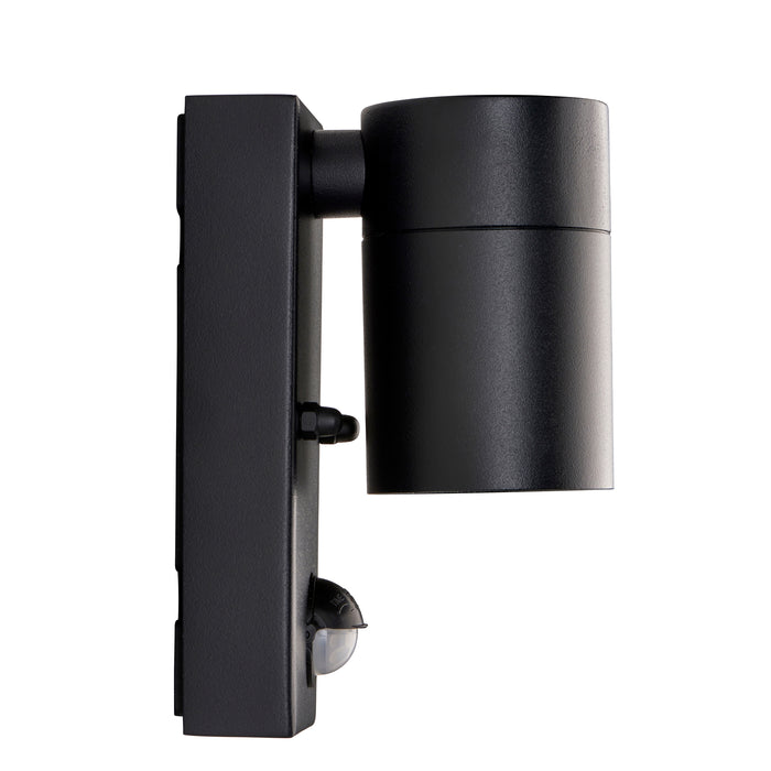 Saxby 121027 Scope GU10 IP65 Aluminium Fixed Single Wall Light with PIR & Photocell - Matt Black (Lamp Not Included)